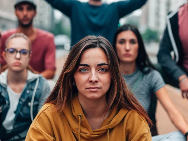 young protestors strike